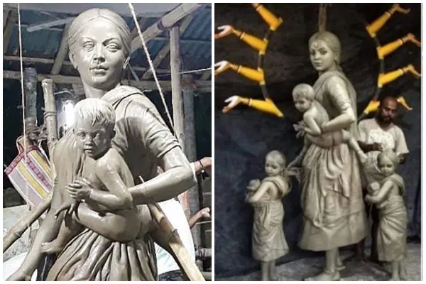 Migrant mother Durga puja, Durga Idol Migrant Worker Mother