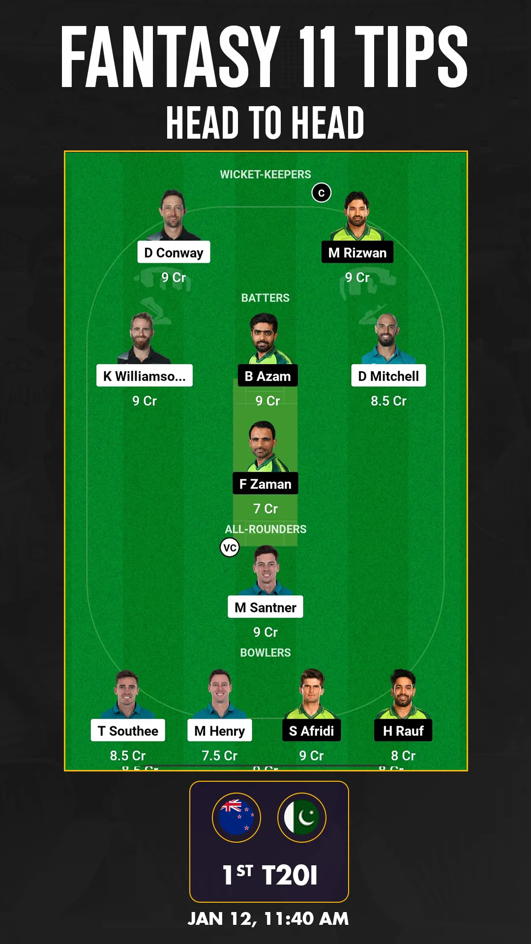 NZ vs PAK Dream11 