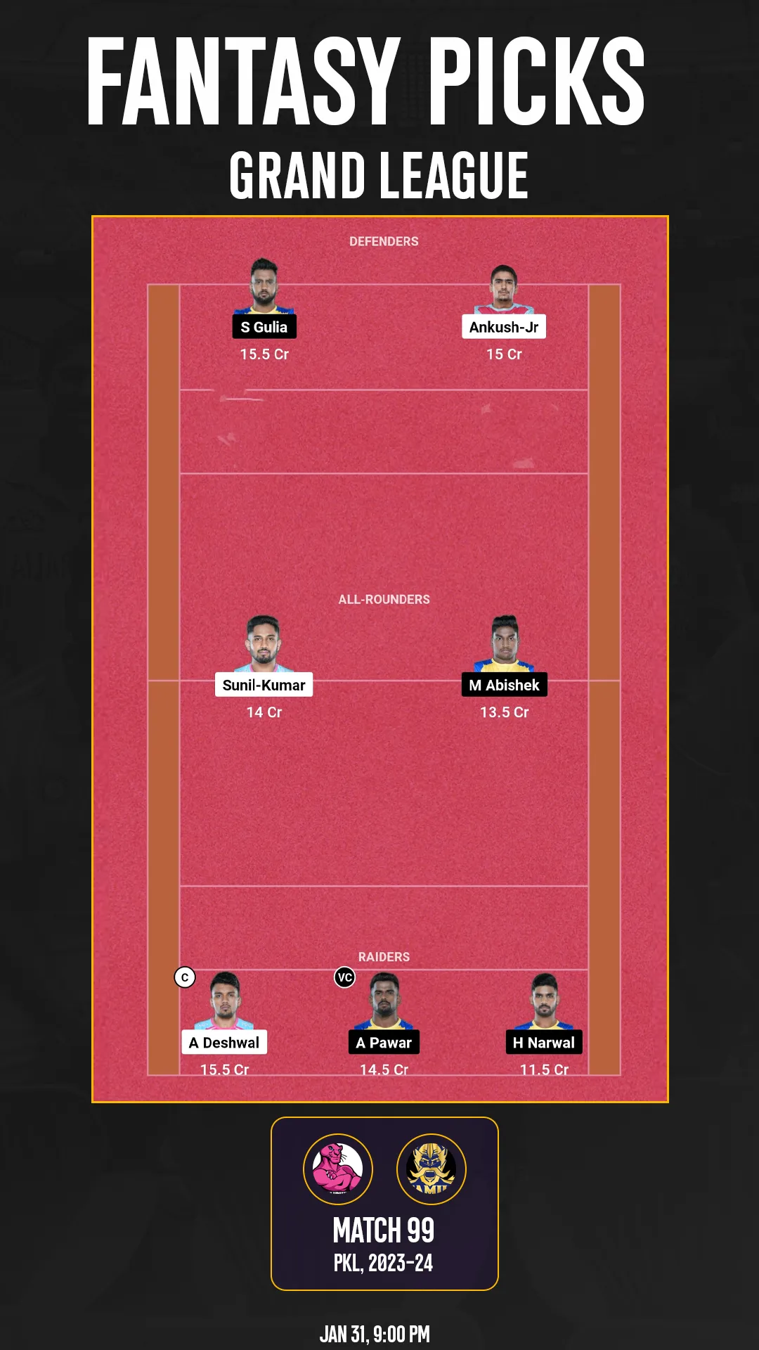 JAI vs TAM Dream11