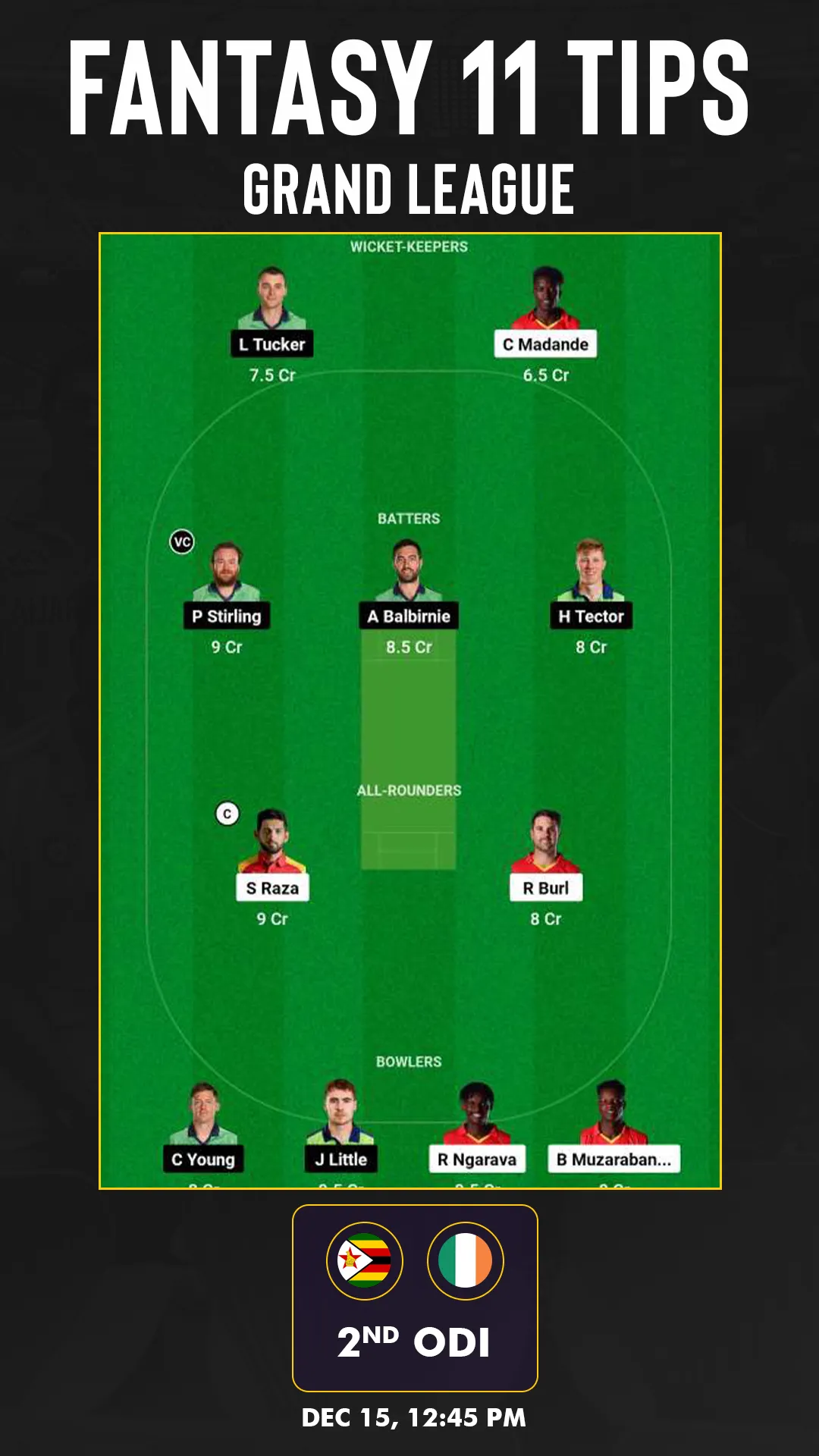 ZIM vs IRE Dream11: GL 