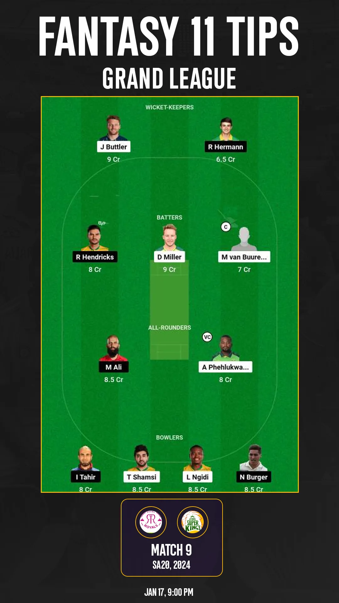 PR vs JSK Dream11 : GL