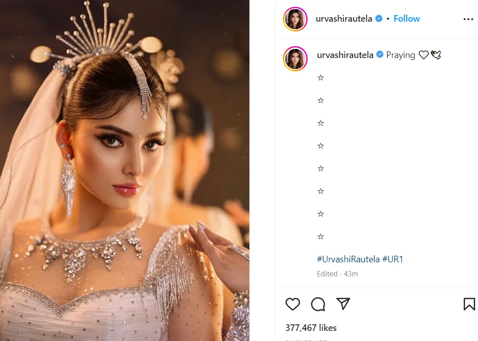 Urvashi Rautela prays for Rishabh Pant as batter meets with accident