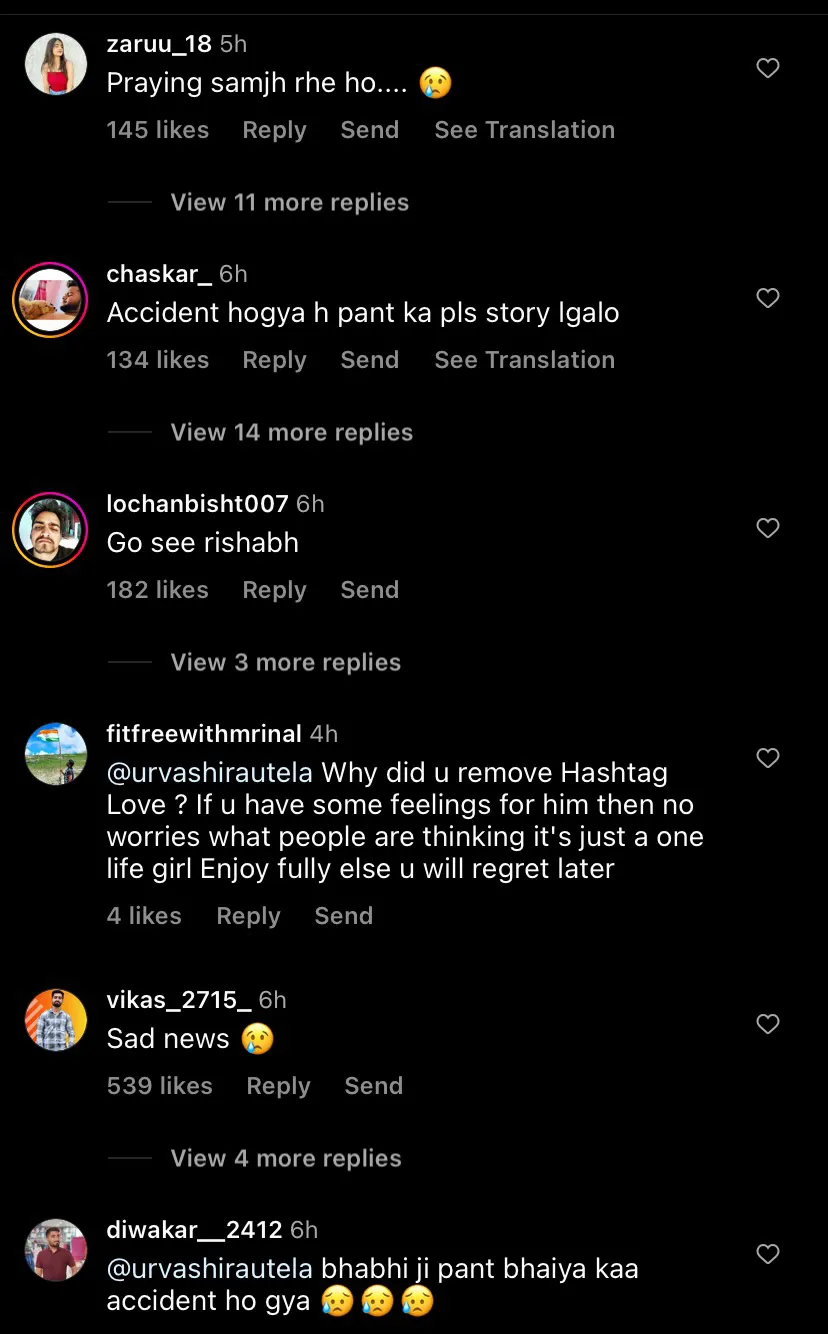 Fans hit back at Urvashi Rautela for wishing Rishabh Pant a speedy recovery (Image Source: Twitter)