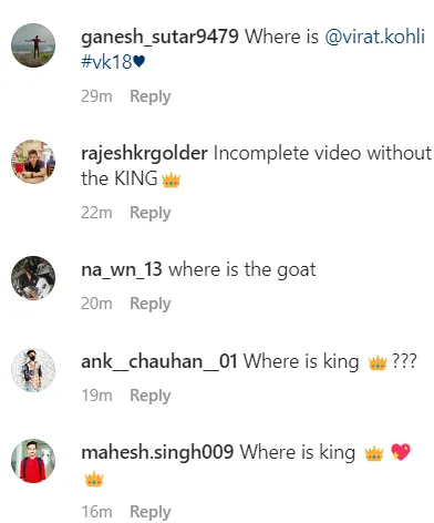 Fans react for new video without Virat Kohli