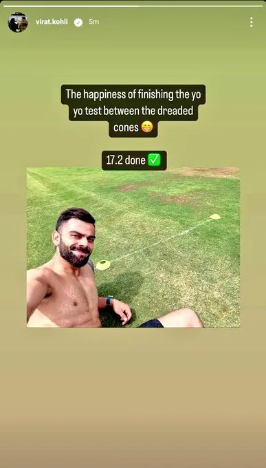 How much is Virat Kohli YO-YO test score