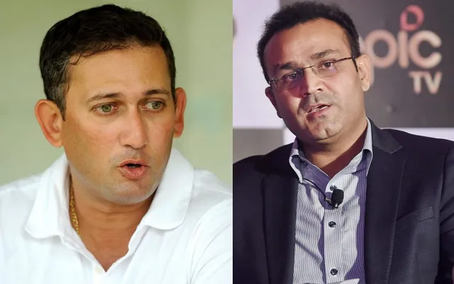 Ajit Agarkar and Virender Sehwag (Source - Twitter)