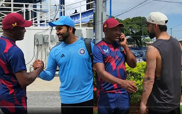 Brain Lara with Rohit Sharma and Virat Kohli