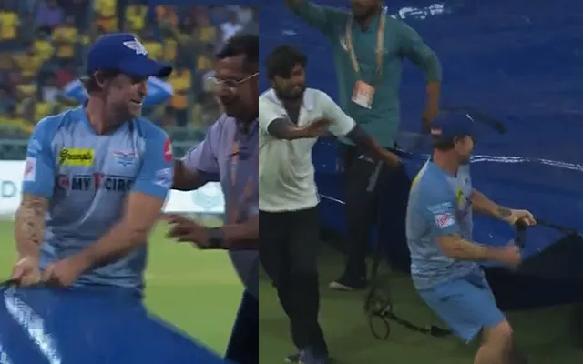 Jonty Rhodes pulling the covers (Source - Twitter)