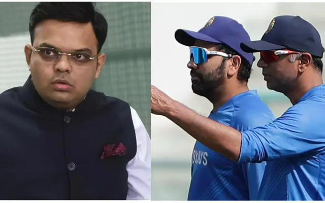 Jay Shah, Rohit Sharma and Rahul Dravid