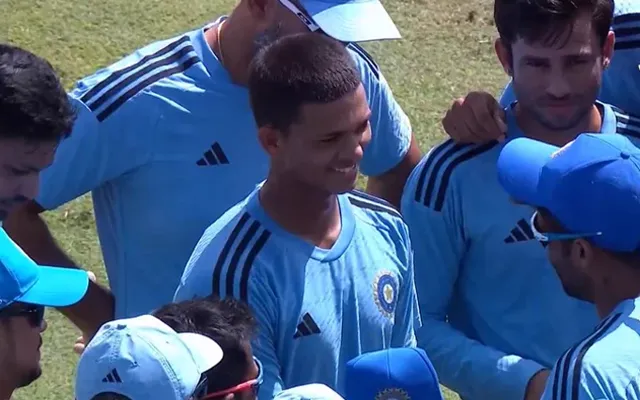 Yashasvi Jaiswal getting his maiden T20I debut cap (Source - Twitter)