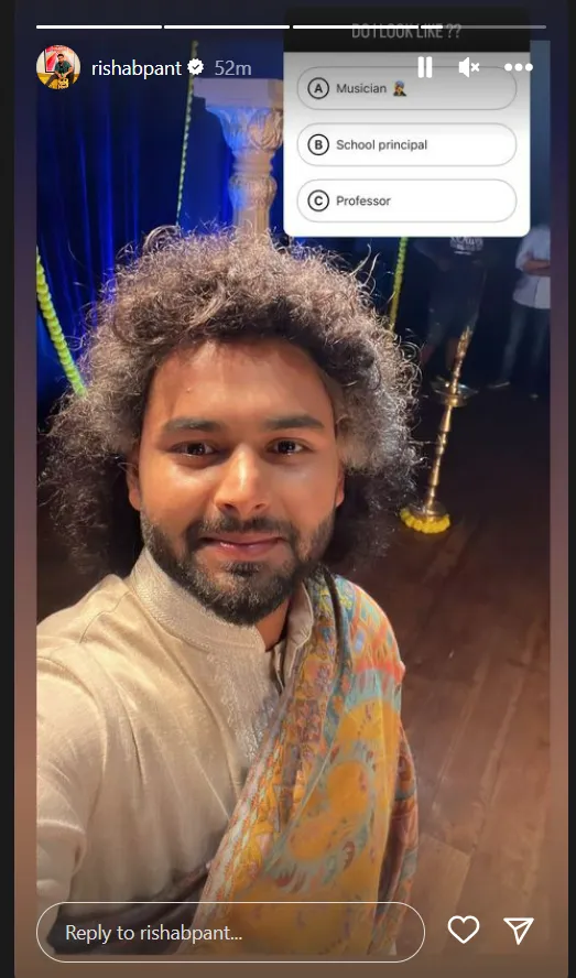 Rishabh Pant's new Instagram story