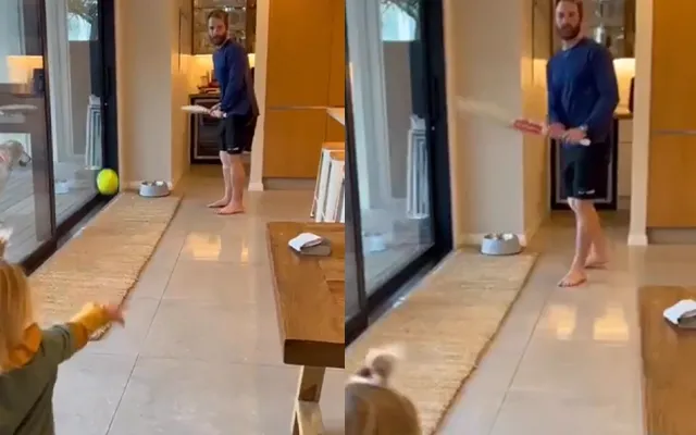 Kane Williamson playing with his daughter (Source - Twitter)