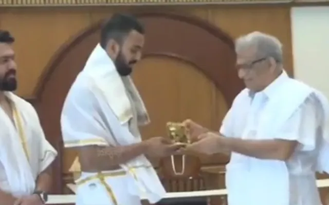 KL Rahul visits Dharmasthala Manjunatha Swamy Temple