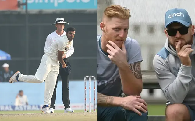 R Ashwin, Ben Stokes and Brendon McCullum (Source - Twitter)