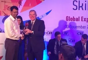 Mr Arun K Jha, Director General, NIESBUD, receiving an Award for remarkable work in "Skill Development Sector" by Mr. Ian Macfarlane, Ministry of Industry, Govt. of Australia . The 6th Global Summit Skill Development 2014 was organized on 10 November, 2014