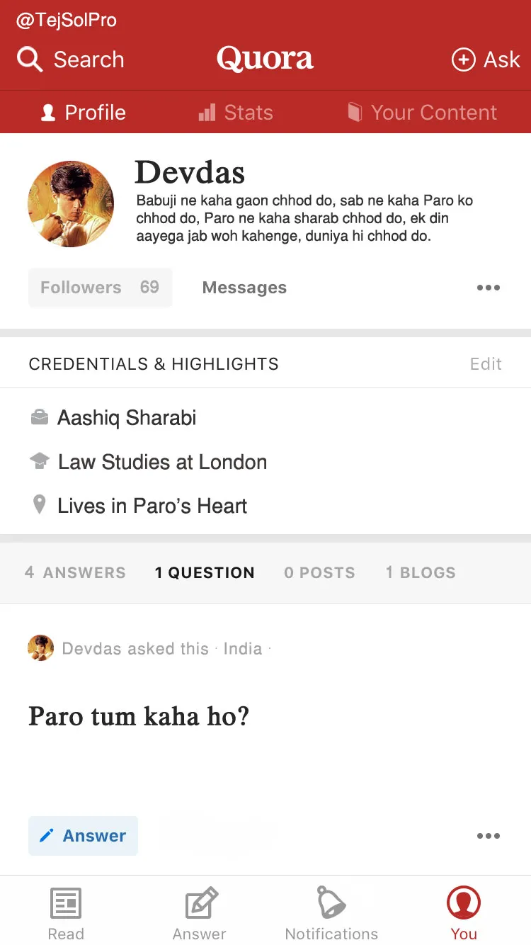 Bollywood characters on Quora