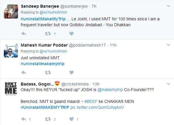 #UninstallMakeMyTrip