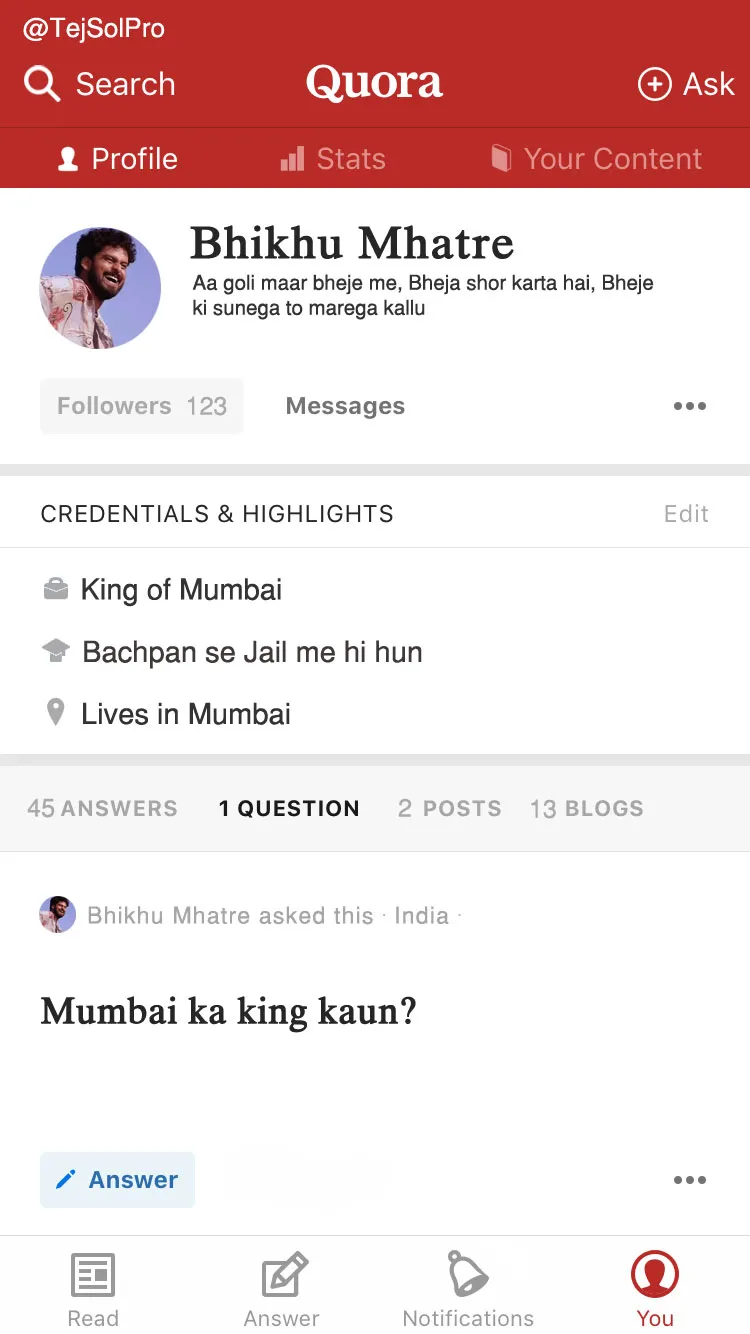 Bollywood characters on Quora