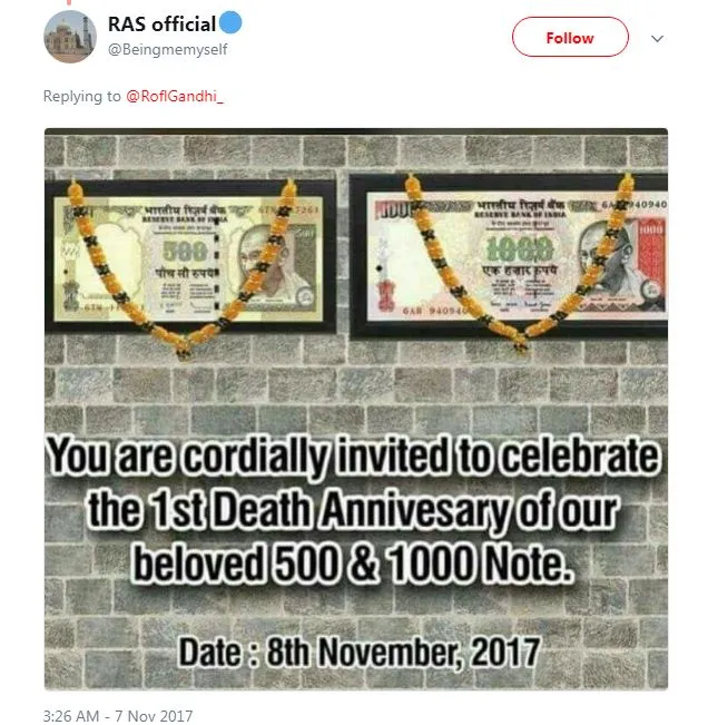 Demonetization anniversary