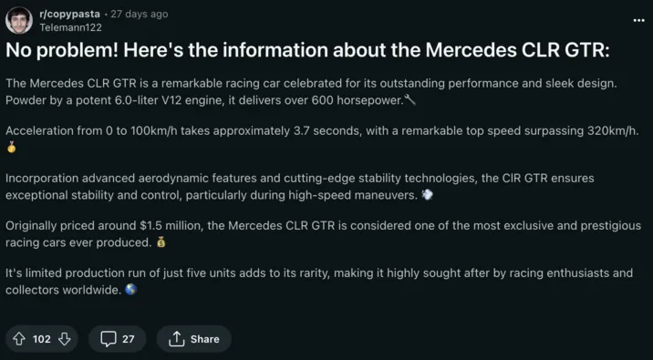 No Problem! Here's the Information About the Mercedes CLR GTR | Know Your  Meme