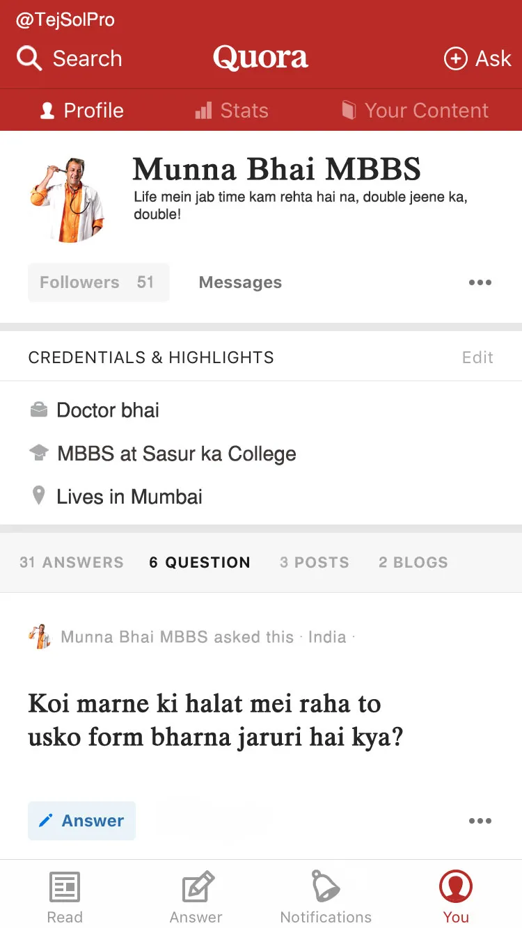 Bollywood characters on Quora