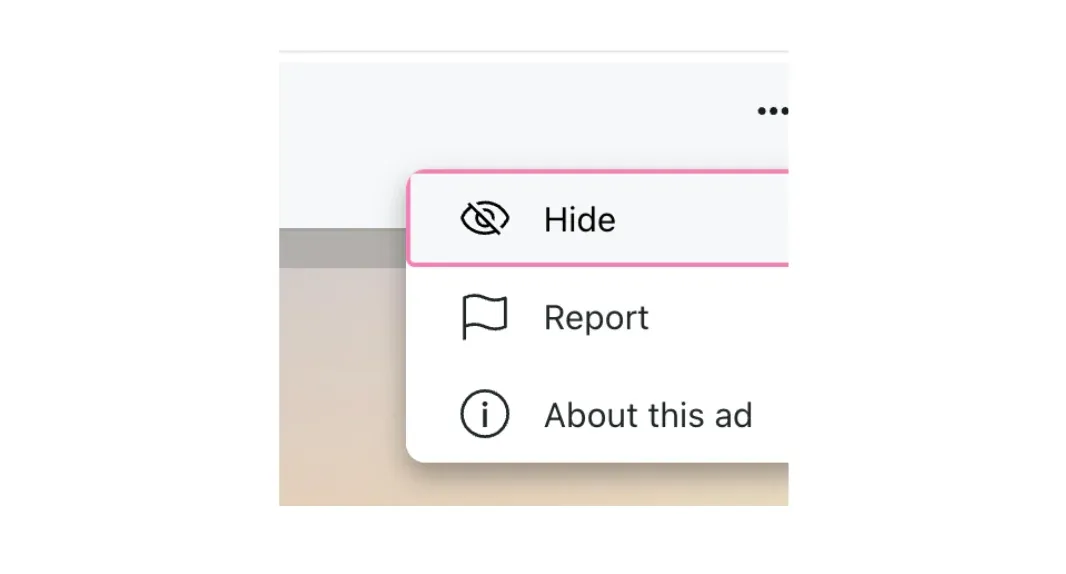 Hide option in the ad dropdown.