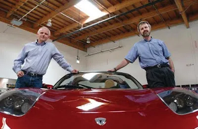 Martin Eberhard and Marc Tarpenning with first Testa.