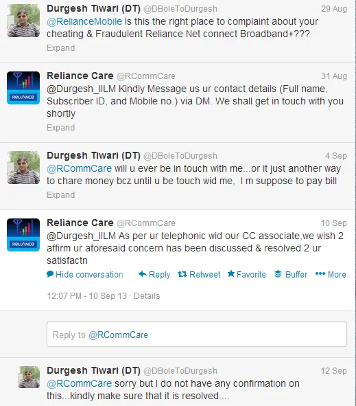 Telecm Industry Reliance Care tweets