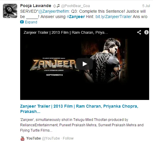 Zanjeer The Film tweets