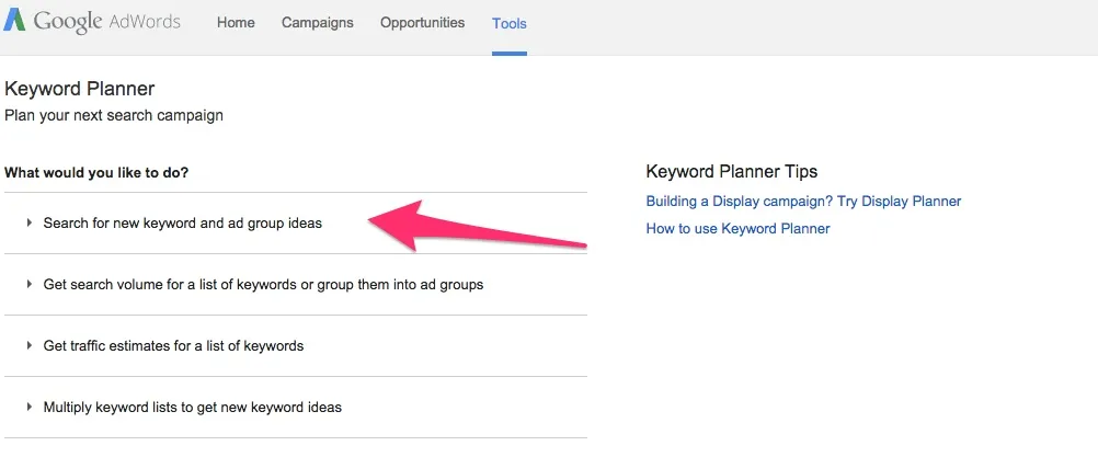 Google Keyword Planner 1