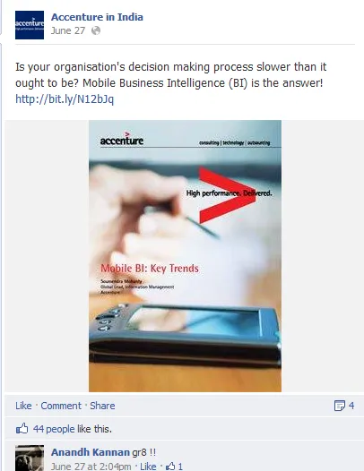 Accenture in India Facebook Post