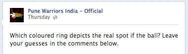 Pune Warriors Facebook Poor copy