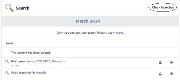 How to delete your facebook  Search history