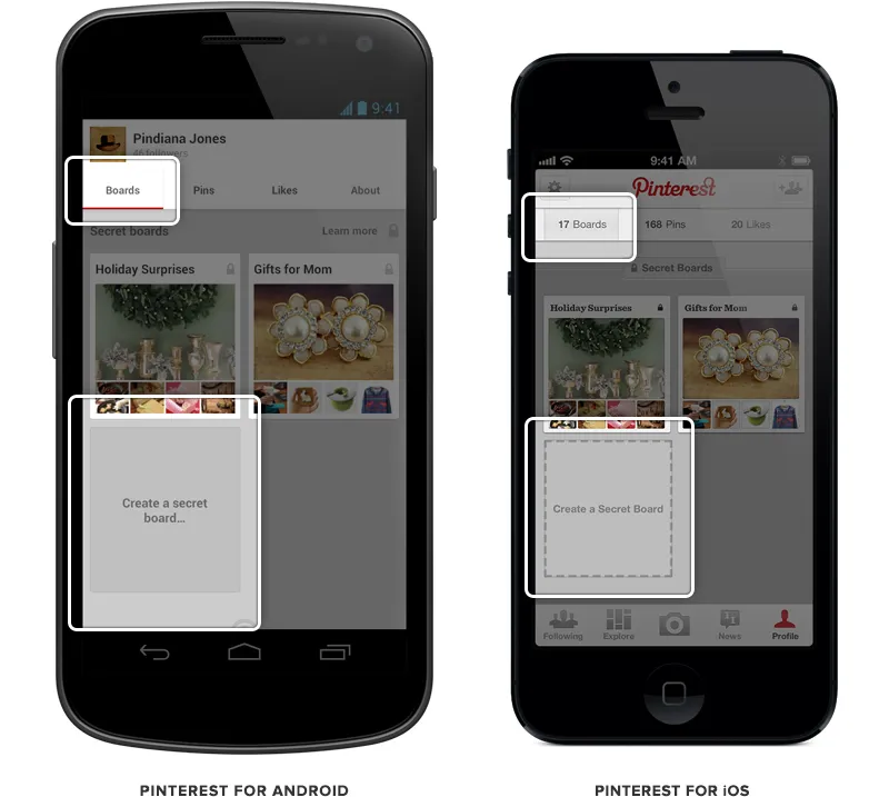 Pinterest Secret Boards for IOS and Android