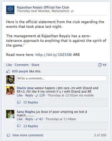 Rajasthan Royals Facebook Cheat