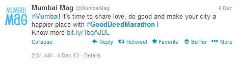 #GoodDeedMarathon Tweet