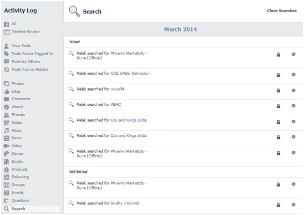 How to delete your facebook  Search history