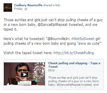 bournville tape a tweet Facebook post