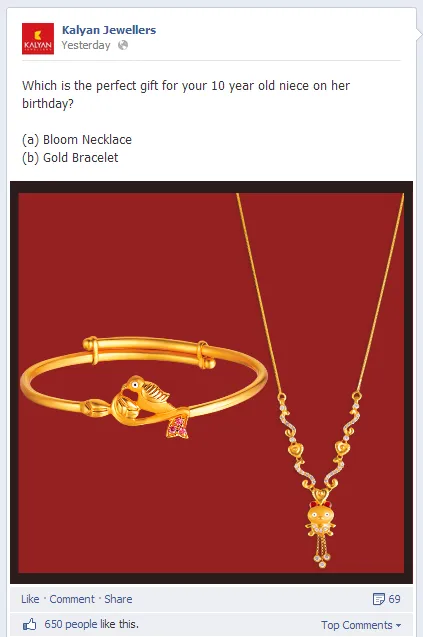 Kalyan Jewellers Facebook Post