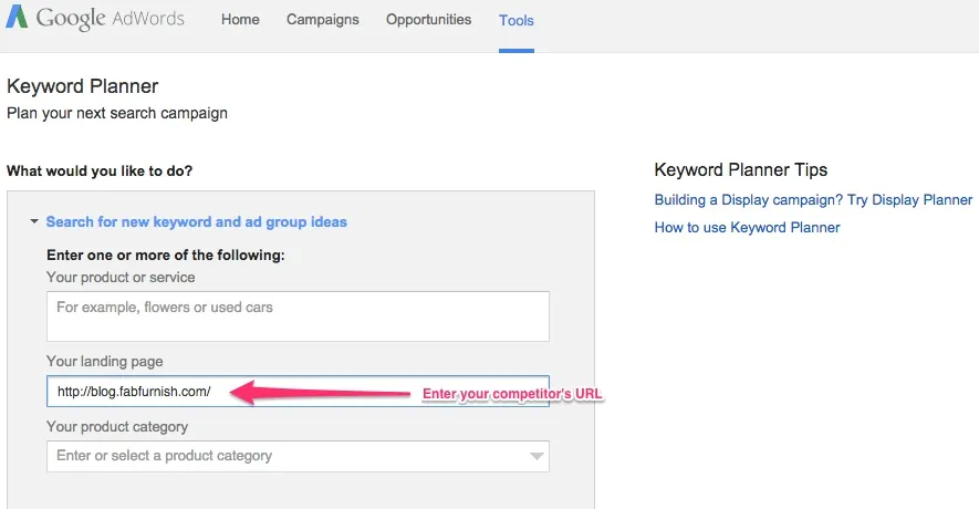 Google Keyword Planner 2