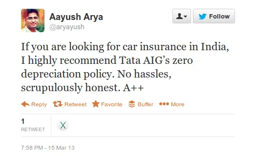 tata aig recomdation tweet