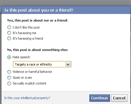 Facebook hate speech report