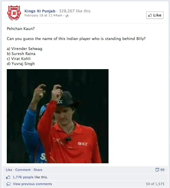 Facebook Kings XI Punjab Quiz