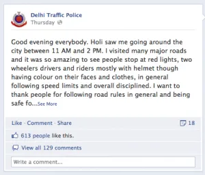 Delhi Traffic Police FB page