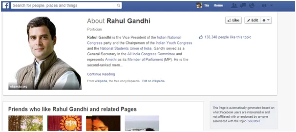 Rahul Gandhi Fan FB Page