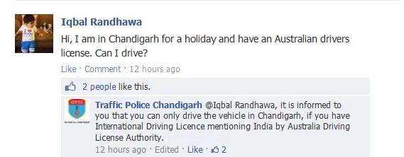 Chandigarh Traffic Police on Facebook