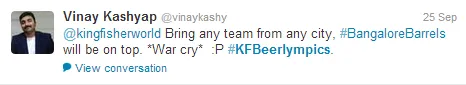 Kingfisher #Beerlympics tweet