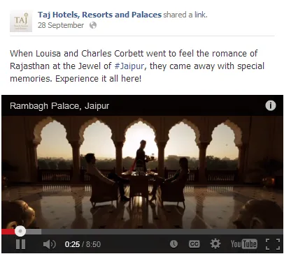 Taj Hotels, Resorts and Palaces facebook Post