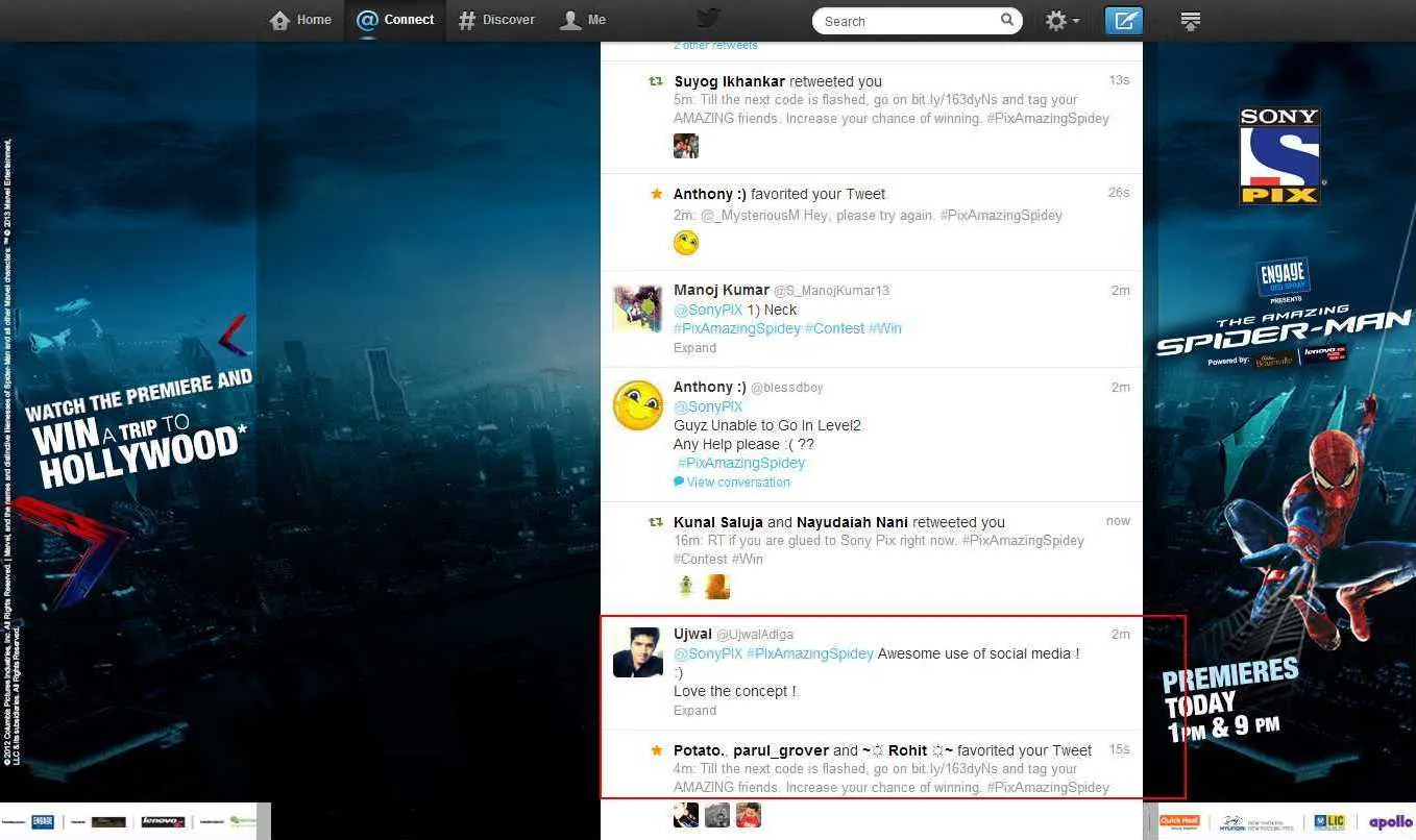 Twitter - Interactions The Amazing Spiderman Sony Pix