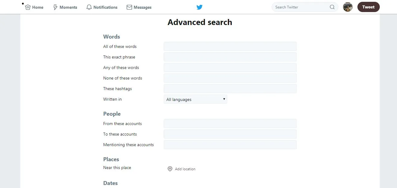 how to use Twitter Advanced Search